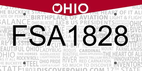 FSA1828 Ohio License Plate