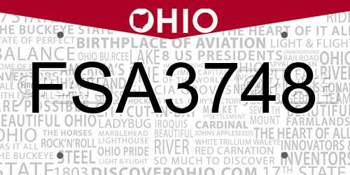 FSA3748 Ohio License Plate