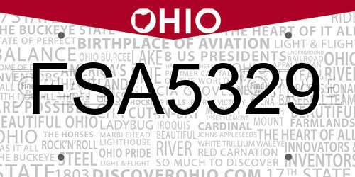 FSA5329 Ohio License Plate