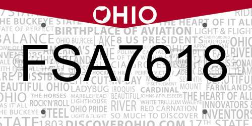 FSA7618 Ohio License Plate