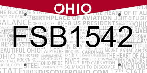 FSB1542 Ohio License Plate