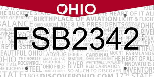 FSB2342 Ohio License Plate