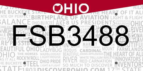 FSB3488 Ohio License Plate