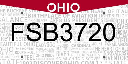 FSB3720 Ohio License Plate
