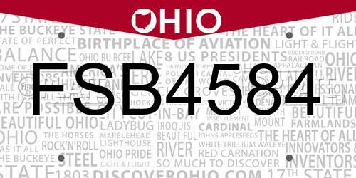 FSB4584 Ohio License Plate