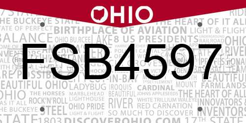 FSB4597 Ohio License Plate