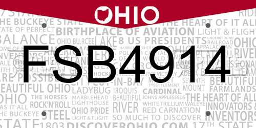 FSB4914 Ohio License Plate