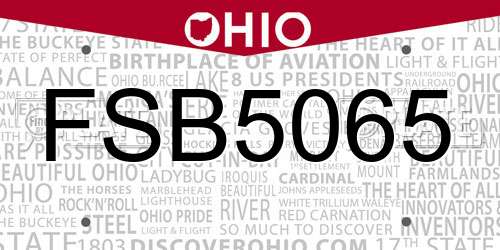 FSB5065 Ohio License Plate