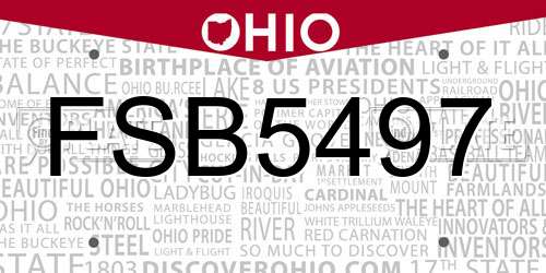 FSB5497 Ohio License Plate