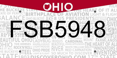 FSB5948 Ohio License Plate