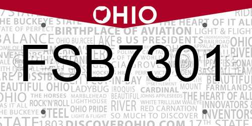 FSB7301 Ohio License Plate