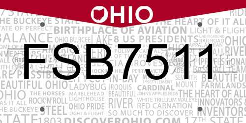FSB7511 Ohio License Plate