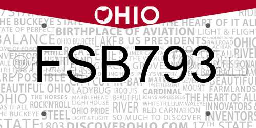 FSB793 Ohio License Plate