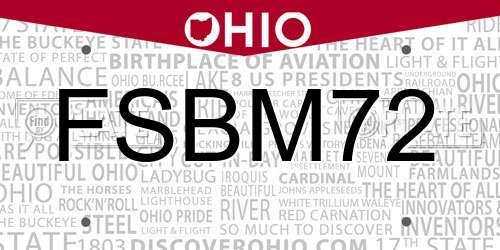 FSBM72 Ohio License Plate