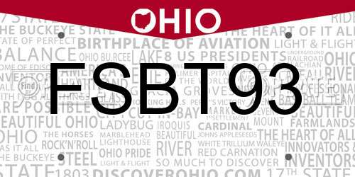 FSBT93 Ohio License Plate