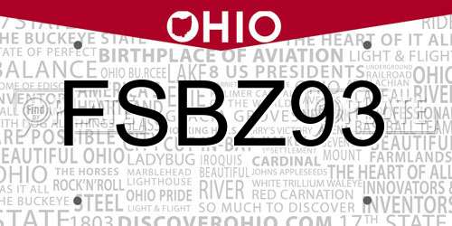 FSBZ93 Ohio License Plate