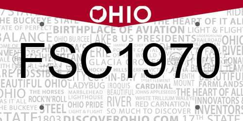 FSC1970 Ohio License Plate