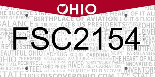 FSC2154 Ohio License Plate