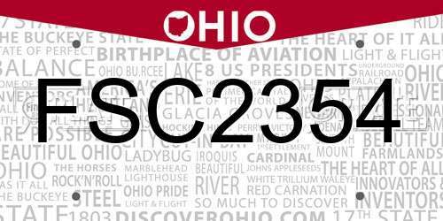 FSC2354 Ohio License Plate