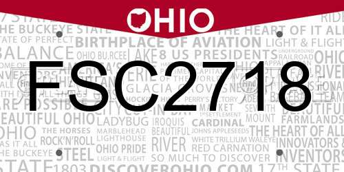 FSC2718 Ohio License Plate