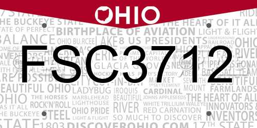 FSC3712 Ohio License Plate