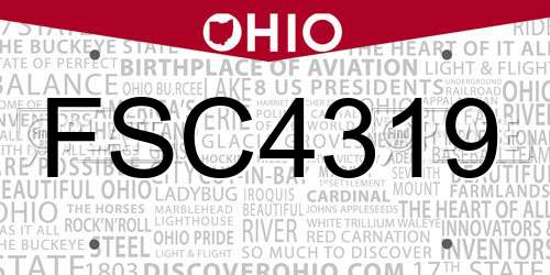 FSC4319 Ohio License Plate