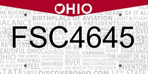 FSC4645 Ohio License Plate