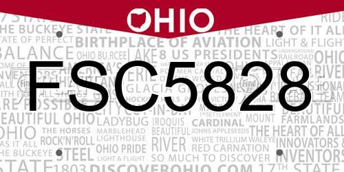 FSC5828 Ohio License Plate