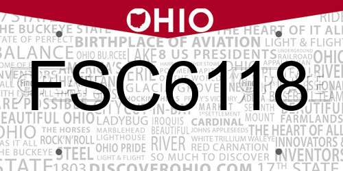 FSC6118 Ohio License Plate