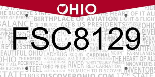 FSC8129 Ohio License Plate