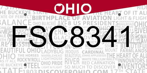 FSC8341 Ohio License Plate