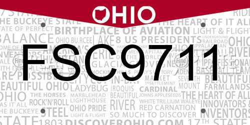 FSC9711 Ohio License Plate