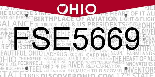FSE5669 Ohio License Plate