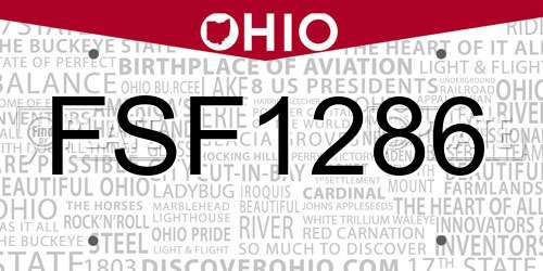 FSF1286 Ohio License Plate