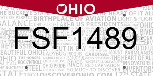 FSF1489 Ohio License Plate