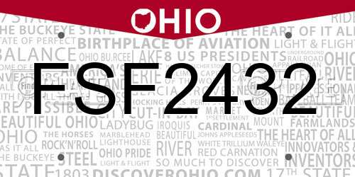 FSF2432 Ohio License Plate