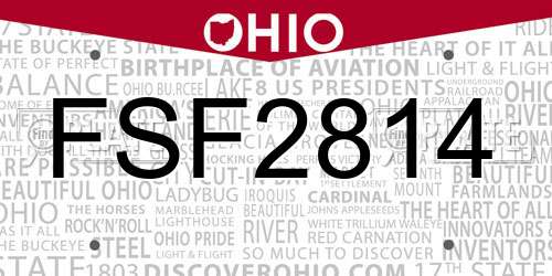 FSF2814 Ohio License Plate