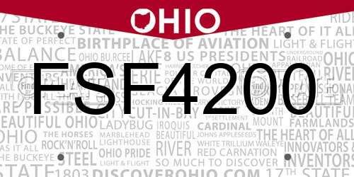 FSF4200 Ohio License Plate