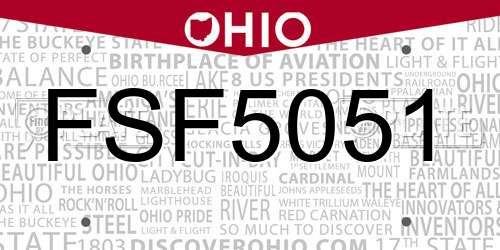 FSF5051 Ohio License Plate