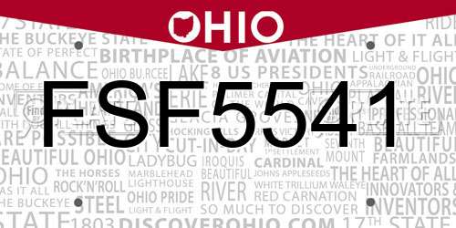 FSF5541 Ohio License Plate