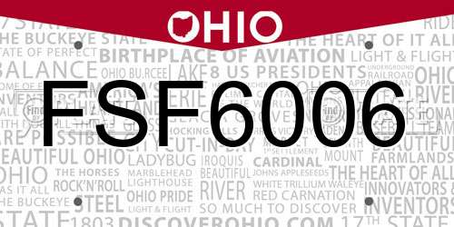 FSF6006 Ohio License Plate