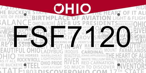 FSF7120 Ohio License Plate