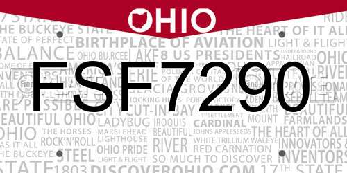 FSF7290 Ohio License Plate