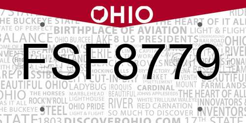 FSF8779 Ohio License Plate