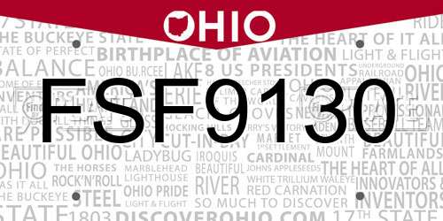 FSF9130 Ohio License Plate