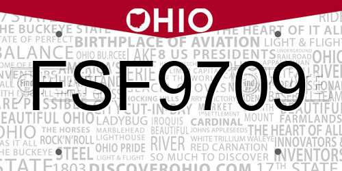 FSF9709 Ohio License Plate