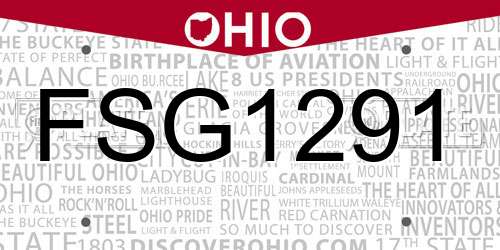 FSG1291 Ohio License Plate