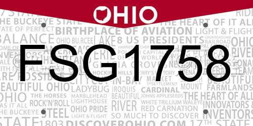 FSG1758 Ohio License Plate
