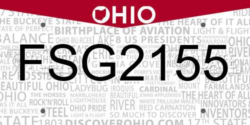 FSG2155 Ohio License Plate