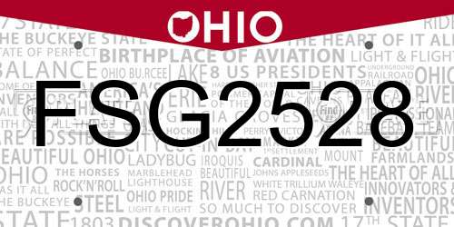 FSG2528 Ohio License Plate